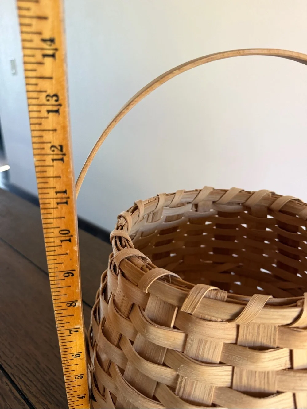 Nantucket Style Basket Large Handle Round Taper Bubble LARGE Wicker Ratan signed